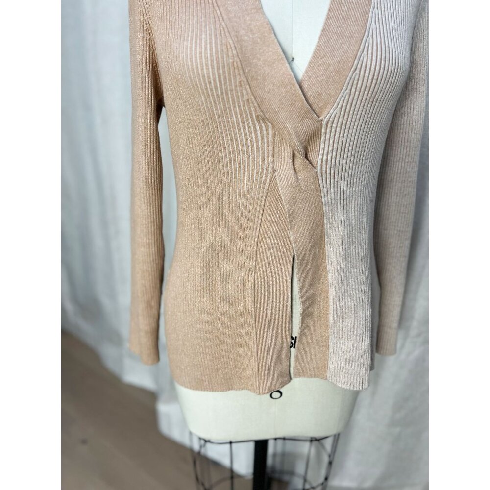 Naadam Ribbed Twist Front Sweater In Oatmeal Combo In Multi Sz M - Picture 5 of 10